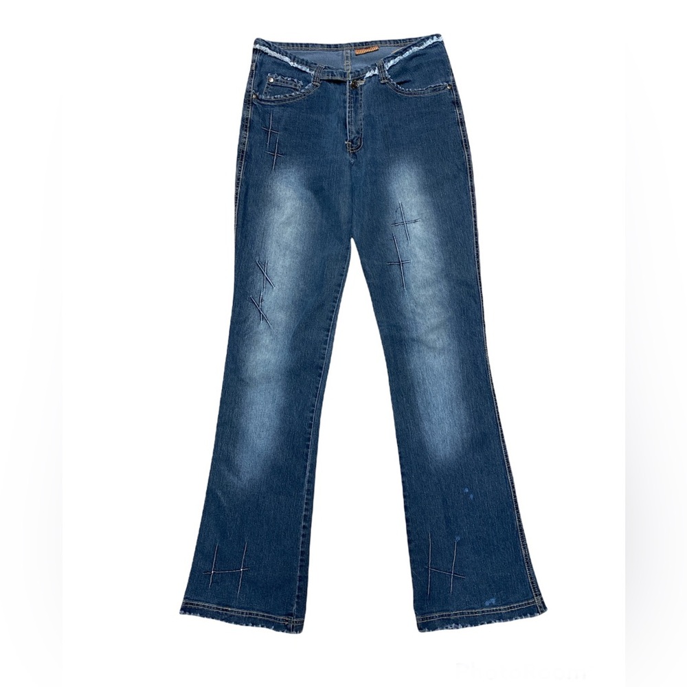 Y2K Natalie Bootcut Jeans Women’s 5/6 Casual Flare Fringe Low Rise Denim